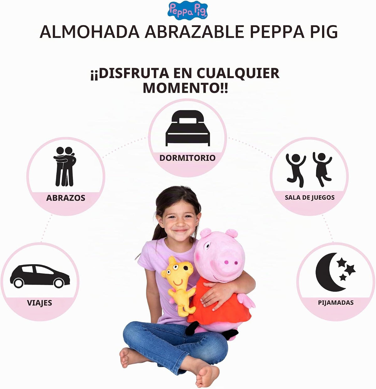 Peppa Pig Kids Bedding - Almohada de felpa súper suave (producto of...