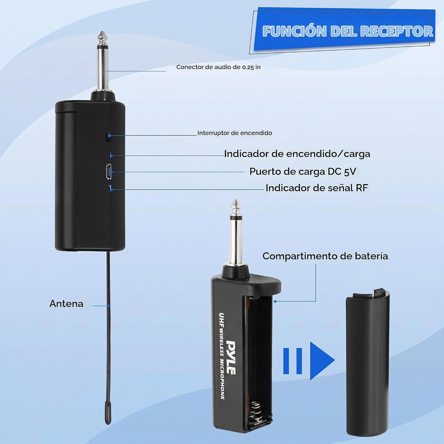 Pyle Pyle PDWMU211 - Sistema de micrófono dual UHF inalámbrico prof...
