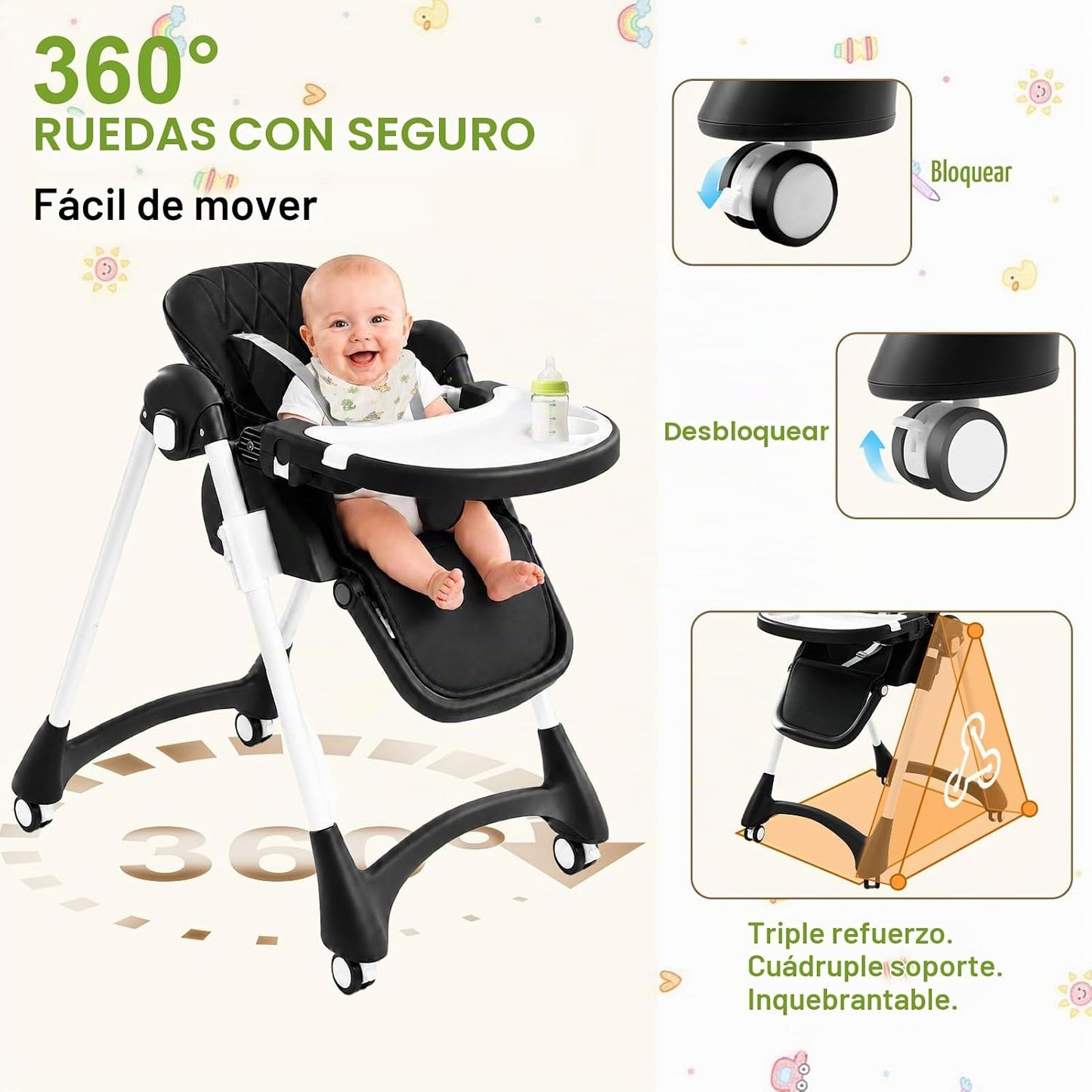Sillas altas para bebés y niños pequeños, silla alta para bebé con...