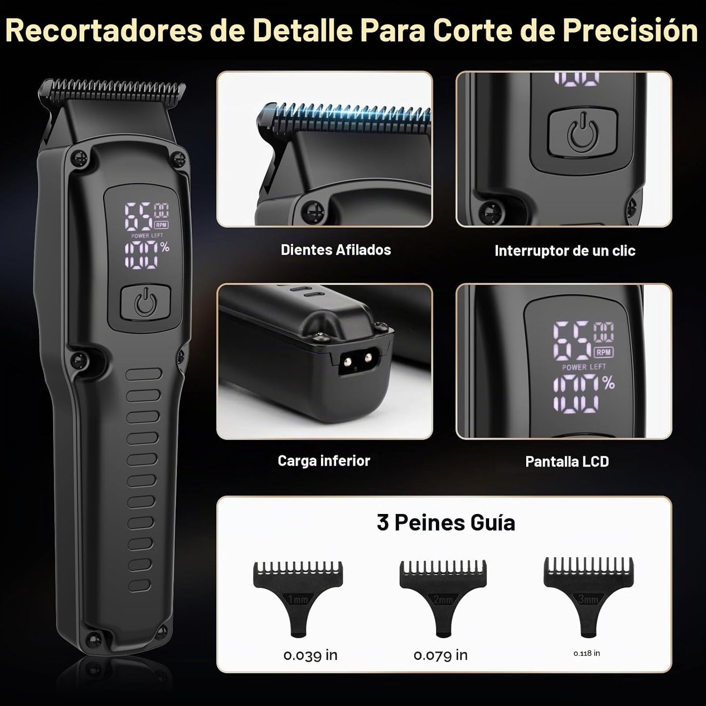 QREEYX Cortadora de pelo profesional para hombres, 3 en 1, cortador...