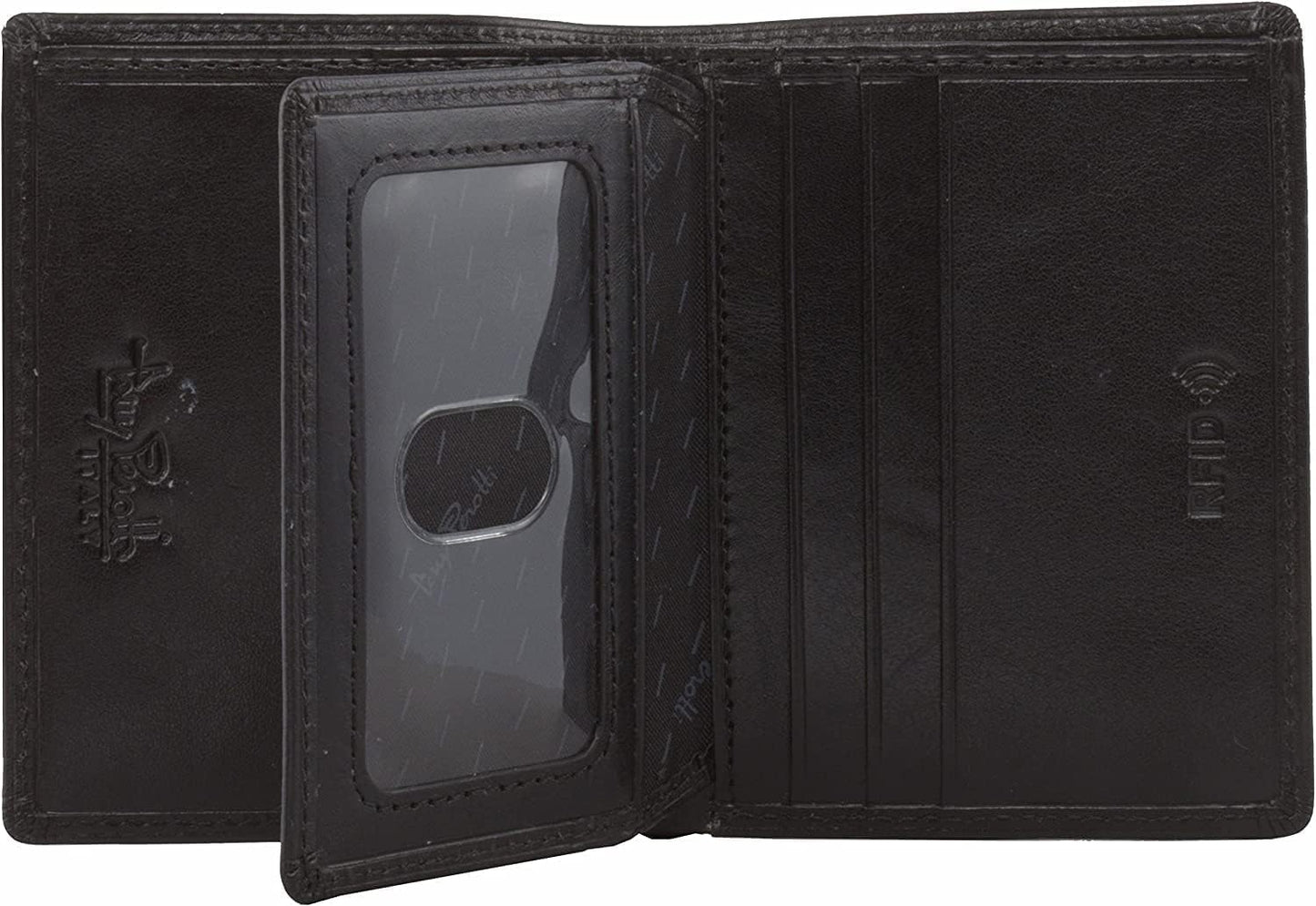 Tony Perotti Billetera plegable de cuero italiano para hombre con s...