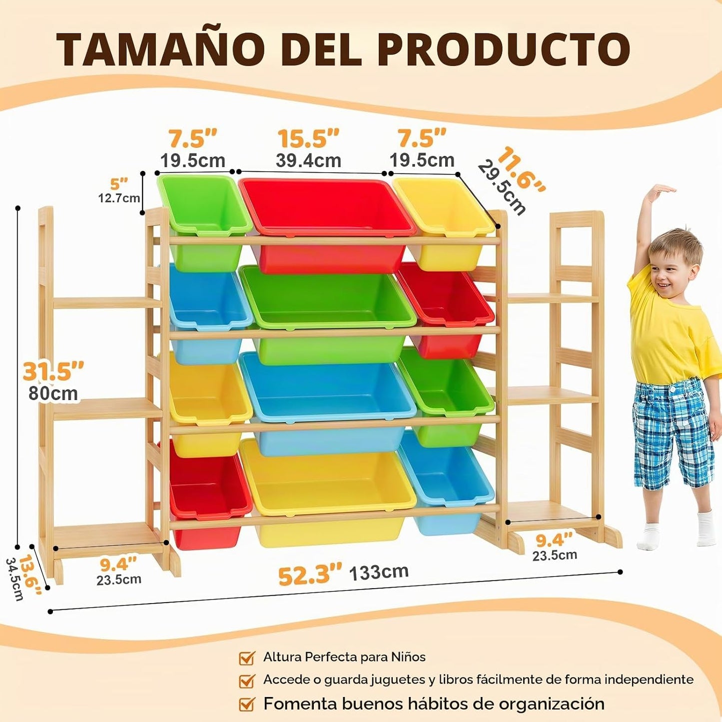 Ratulie Organizador grande de almacenamiento de juguetes para niños...