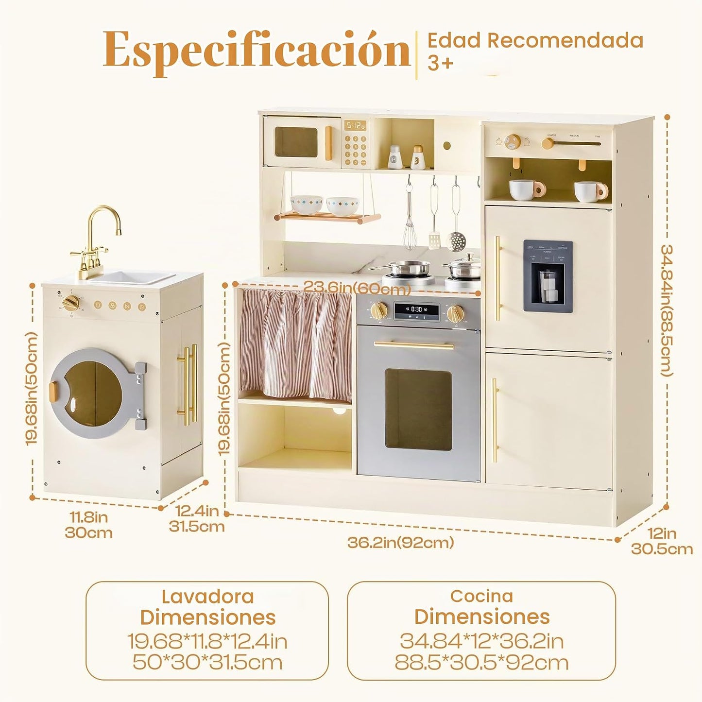 ROBOTIME Juego de cocina de madera para niños, juego de cocina de s...