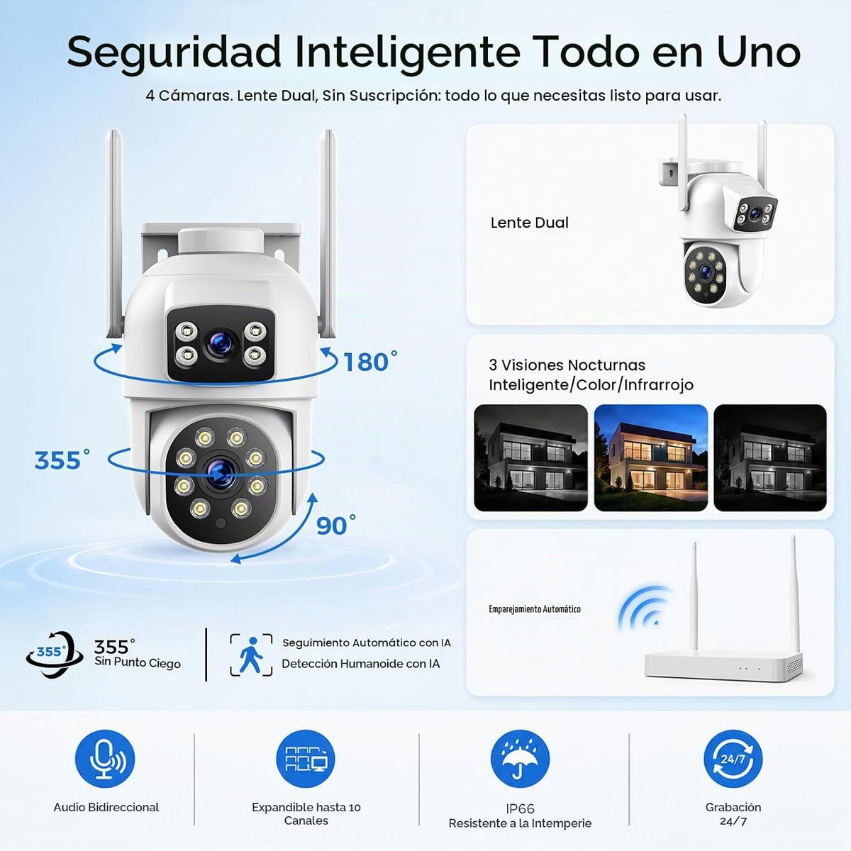 CAMCAMP Sistema de cámara de seguridad para el hogar inalámbrico pa...