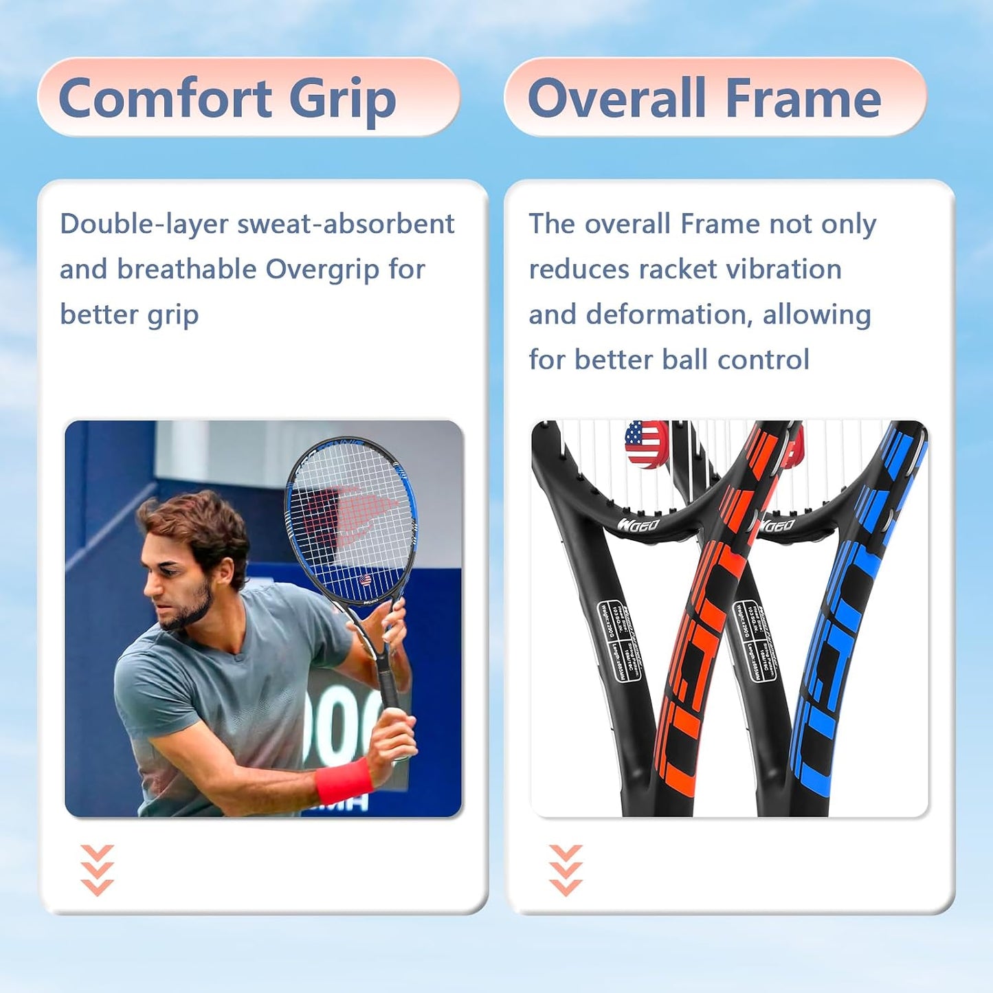 Raqueta de tenis para 2 jugadores adultos, perfecta para principian...