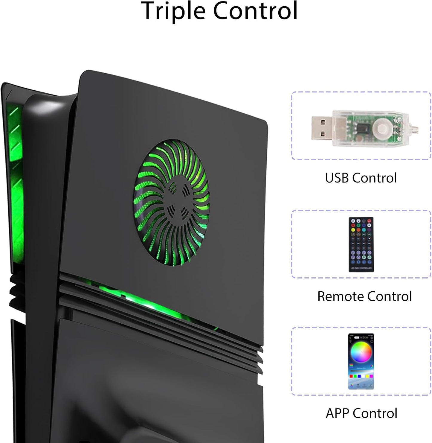 Placa Frontal para PS5 Pro Disc Edition con Tira de Luz RGB y Filtr...