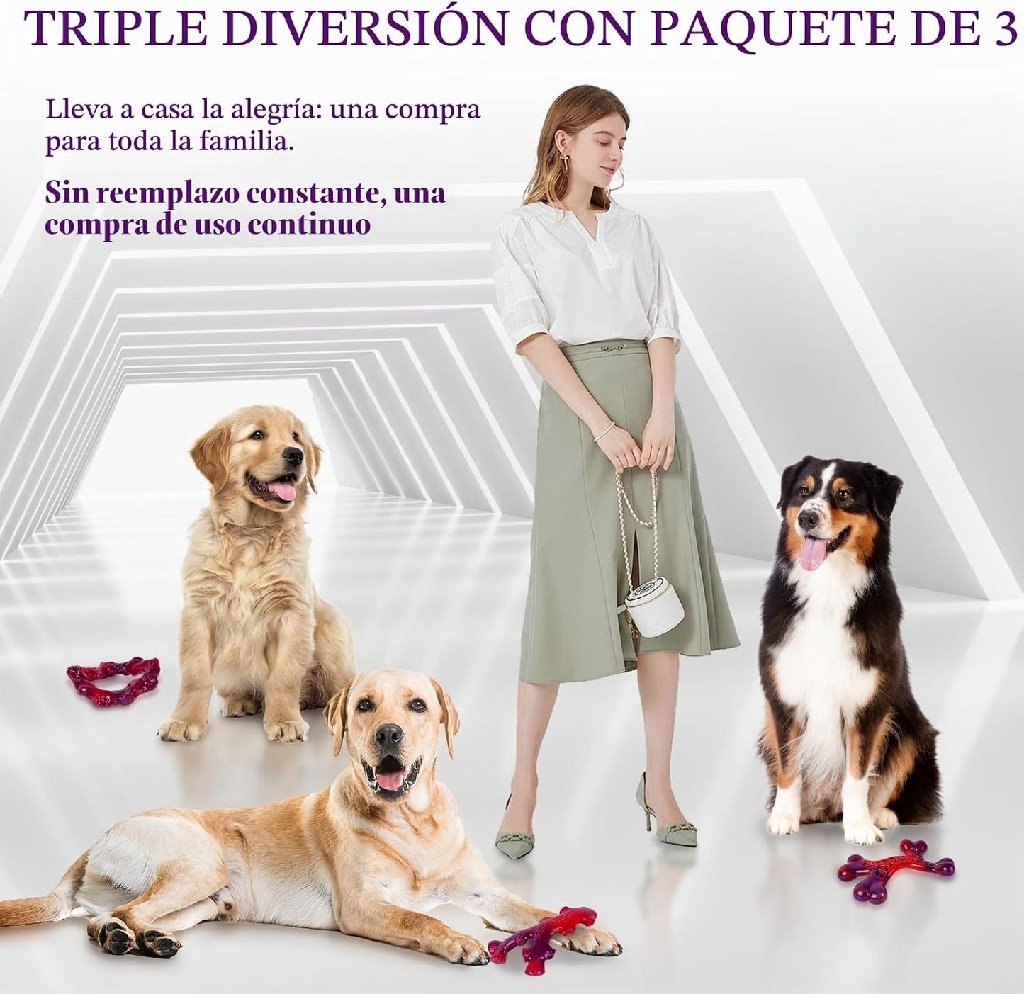 Frienhund Paquete de 3 huesos masticables indestructibles para perr...