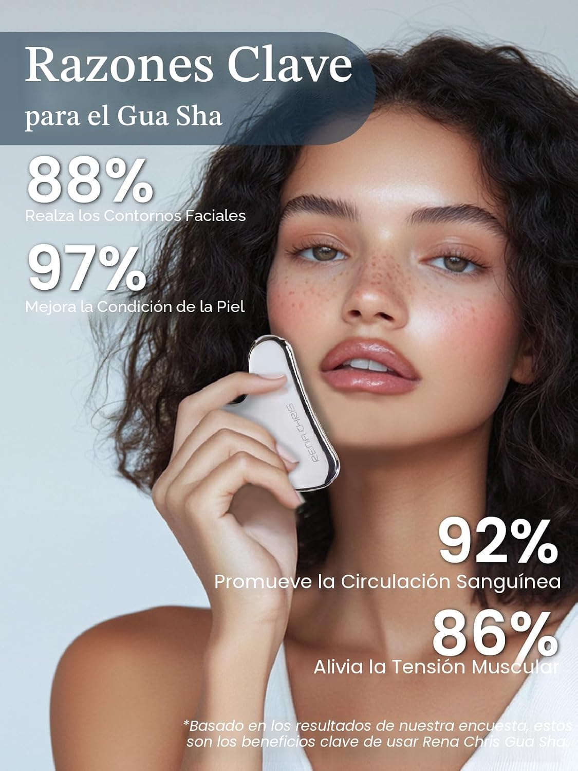 Rena Chris Gua Sha Herramientas faciales, Herramienta Guasha de Ace...
