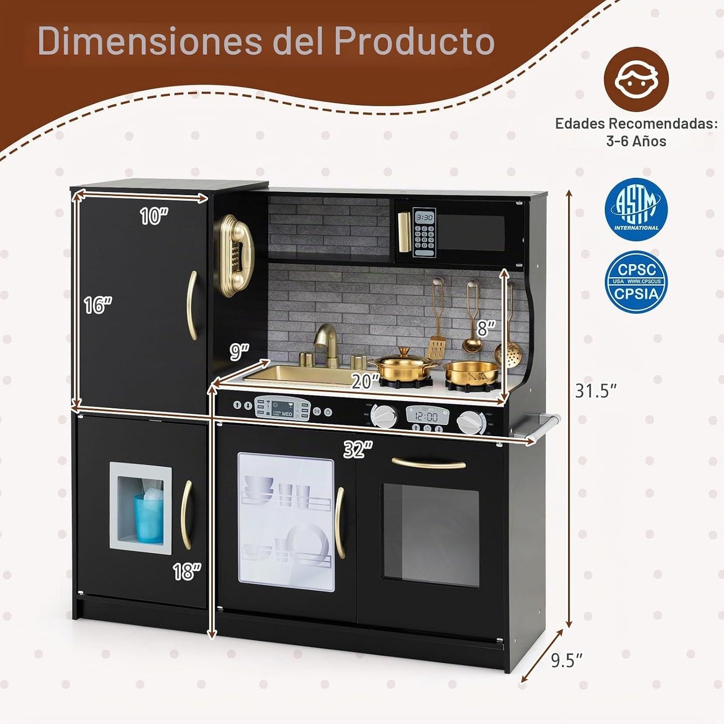HONEY JOY Juego de Cocina para Niños, Conjunto de Cocina de Juguete...