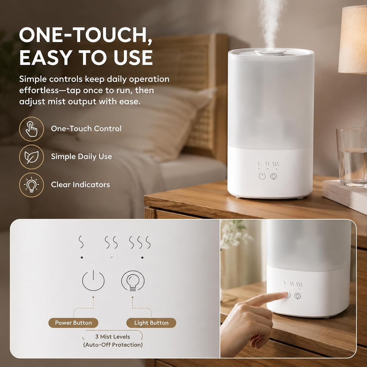 MEGAWISE LV10T Humidificador de niebla fría, humidificador ultrasón...