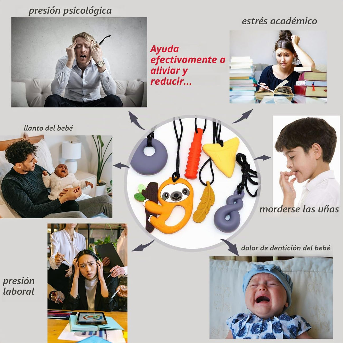 Collares masticables para niños con necesidades sensoriales, paquet...