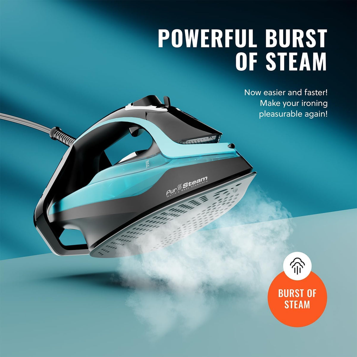 PurSteam SteamTech Elite - Plancha de vapor de 1750 W, control digi...