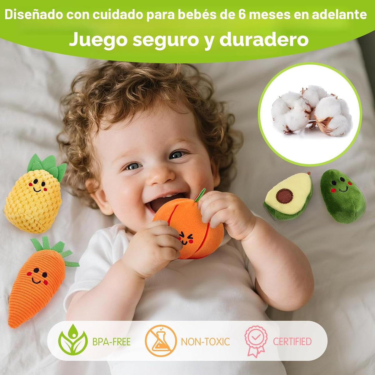 hahaland Juguetes Montessori para niños de 1 año - Frutas para bebé...