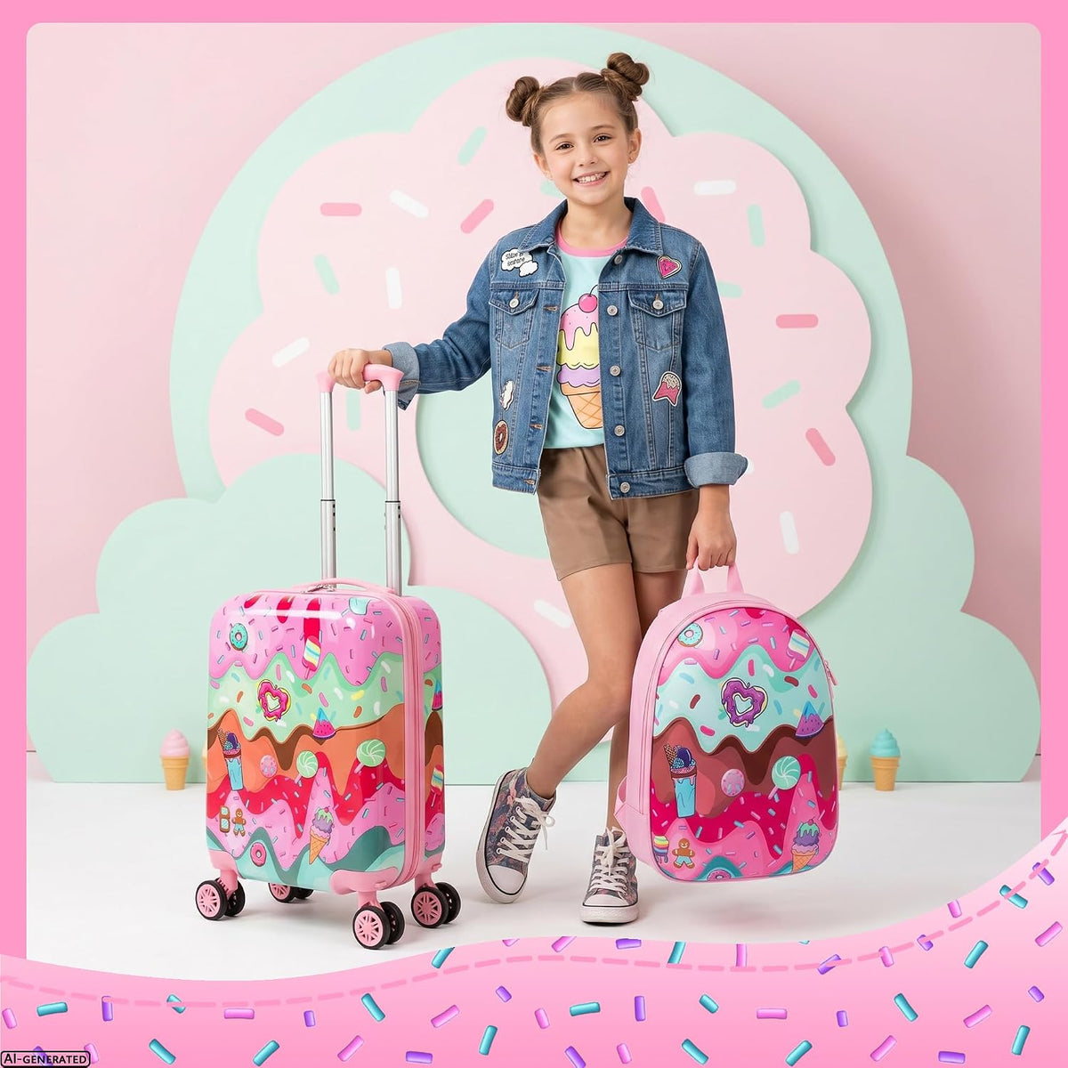 Esteemly Juego de equipaje para niños, 4 piezas, 16 pulgadas, rueda...