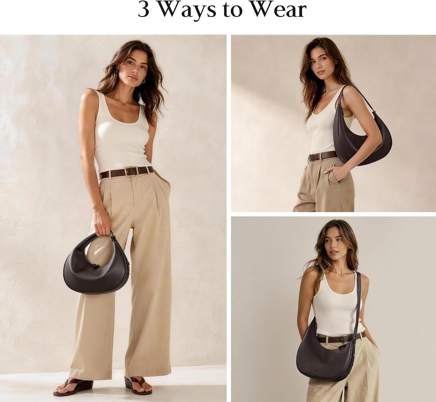 befen Bolsos estilo hobo de cuero genuino para mujer, bolsos cruzad...
