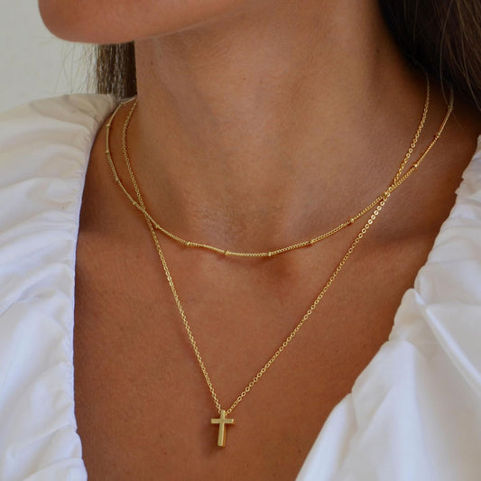 Turandoss Collar de Cruz de Oro para Mujeres - Delicado Collar de C...
