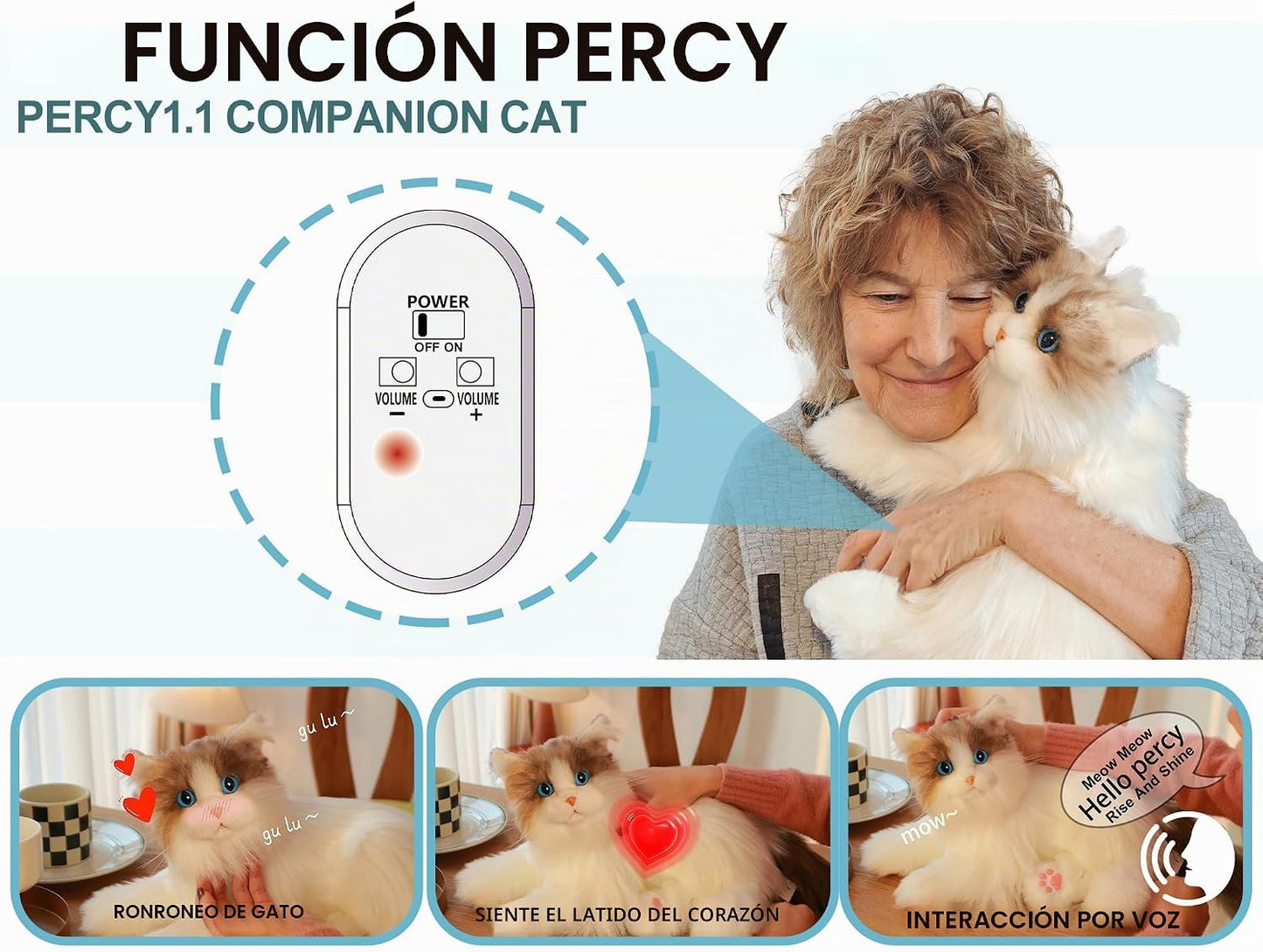 Chongker Compañero interactivo robot gato mascotas, animales de pel...