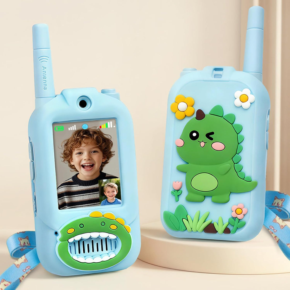 Walkie Talkies de video para niños, paquete de 2 recargables con pa...