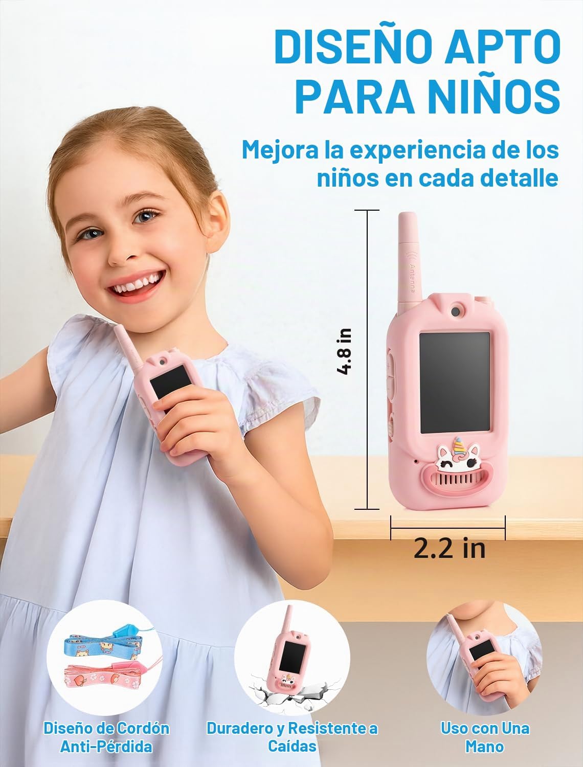 Walkie Talkies de video para niños, paquete de 2 recargables con pa...