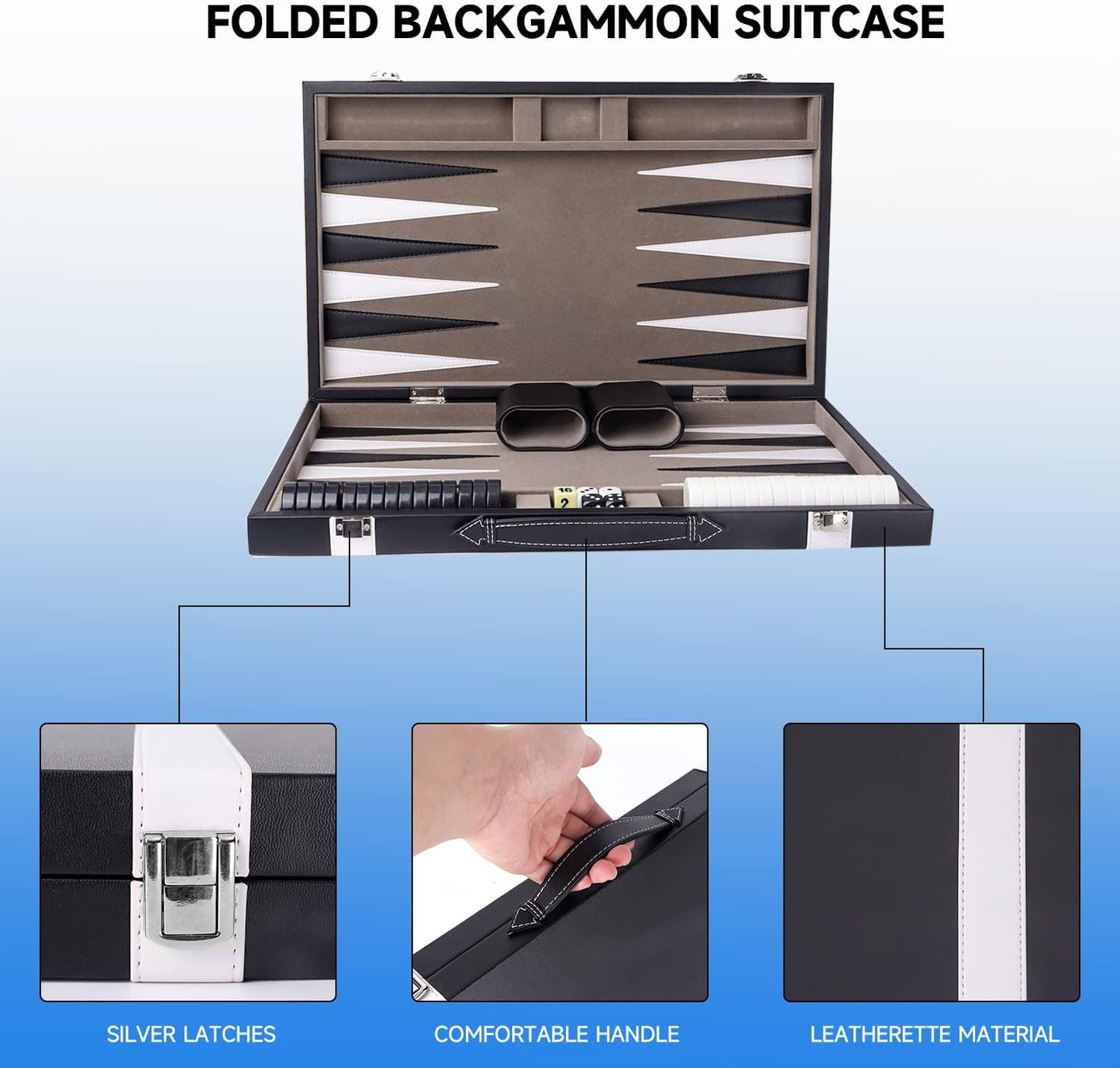 GSE Games &amp; Sports Expert - Juego de mesa de backgammon de piel...