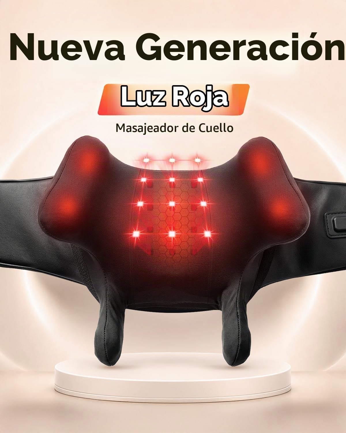 CooCoCo Masajeador de cuello de luz roja con calor, masajeador de c...