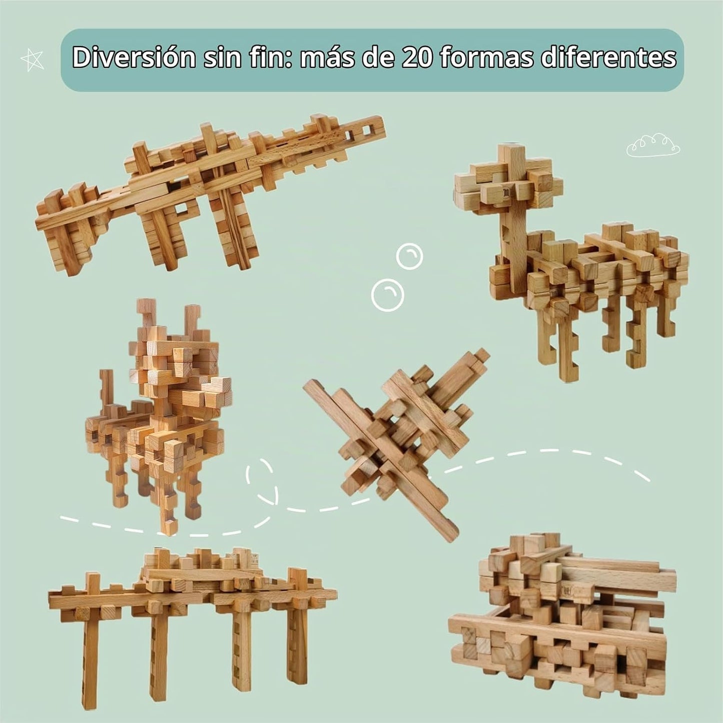 GLCforever Bloques de construcción de madera STEM \u2013 Más de 20...