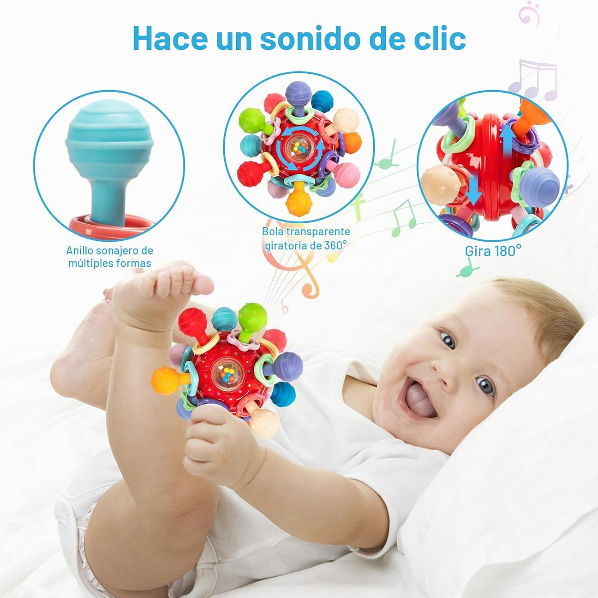 Juguetes Sensoriales Montessori para Bebés de 0-6 6-12 Meses, Morde...