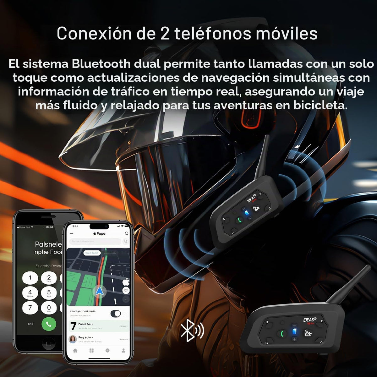 Novamente V6 Pro+ - Casco de motocicleta Bluetooth Intercomunicador...