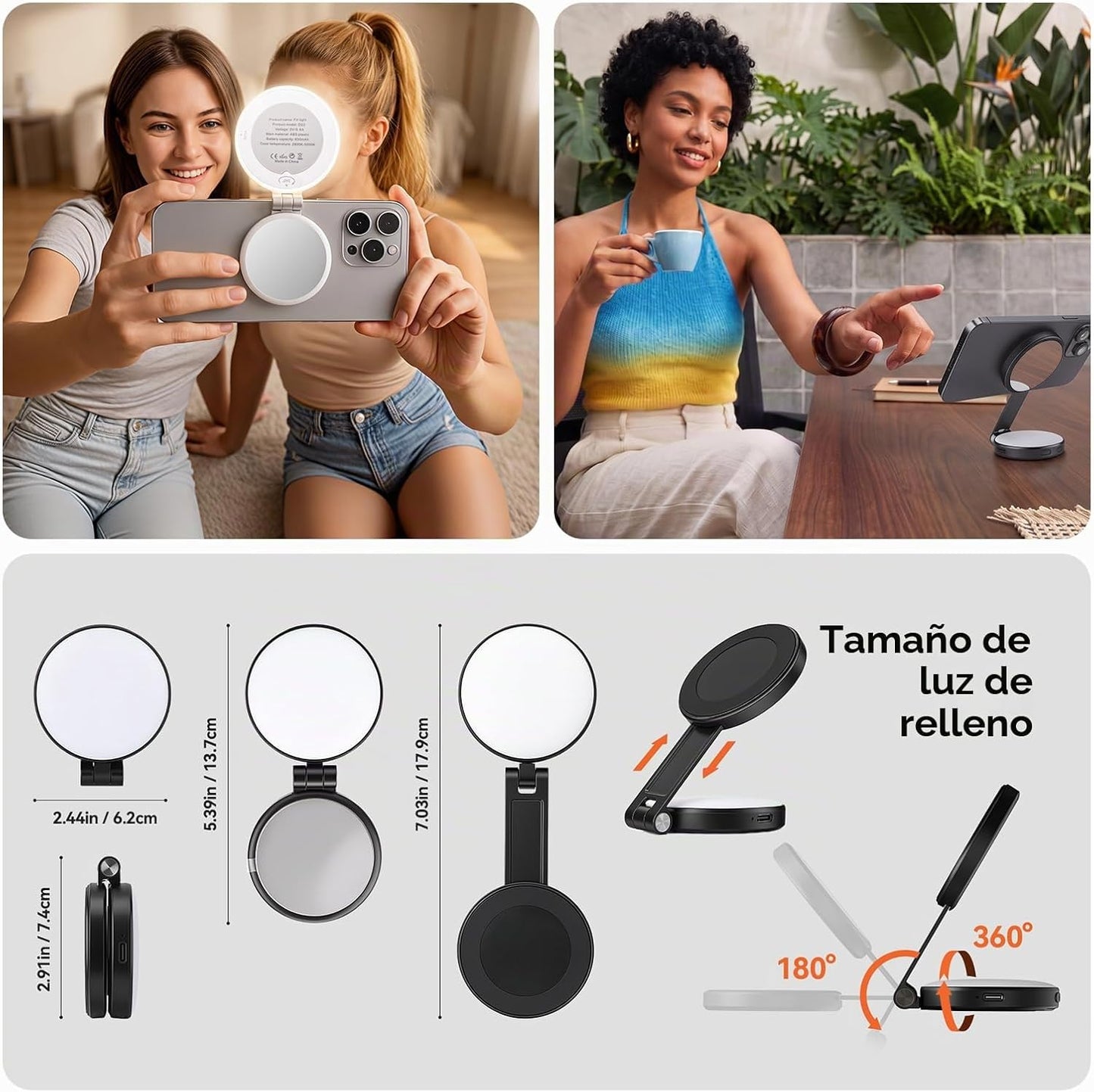 AMAZEAR Agarre para cámara de teléfono con trípode para selfie, acc...