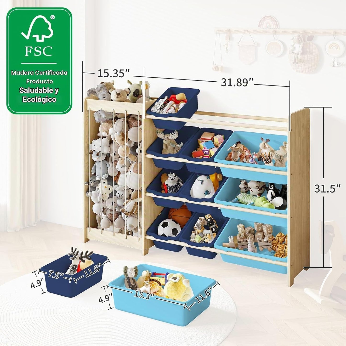 EXPERLAM Organizador de Almacenamiento de Juguetes para Niños, 2 en...
