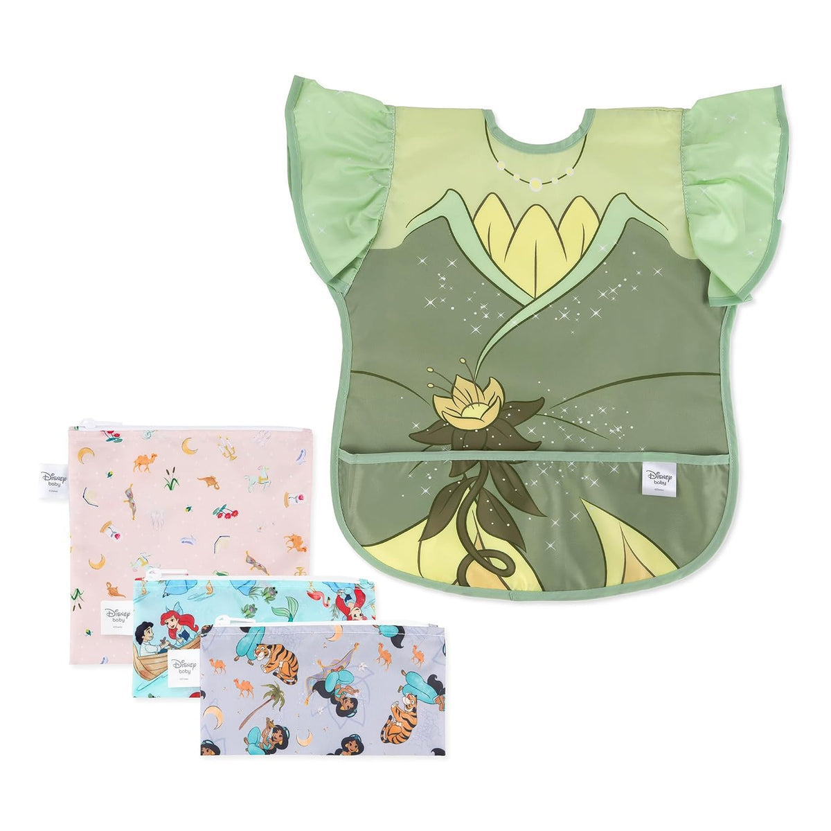 Bumkins Disney Babero Delantal con Volantes y Paquete de 3 Bolsas p...