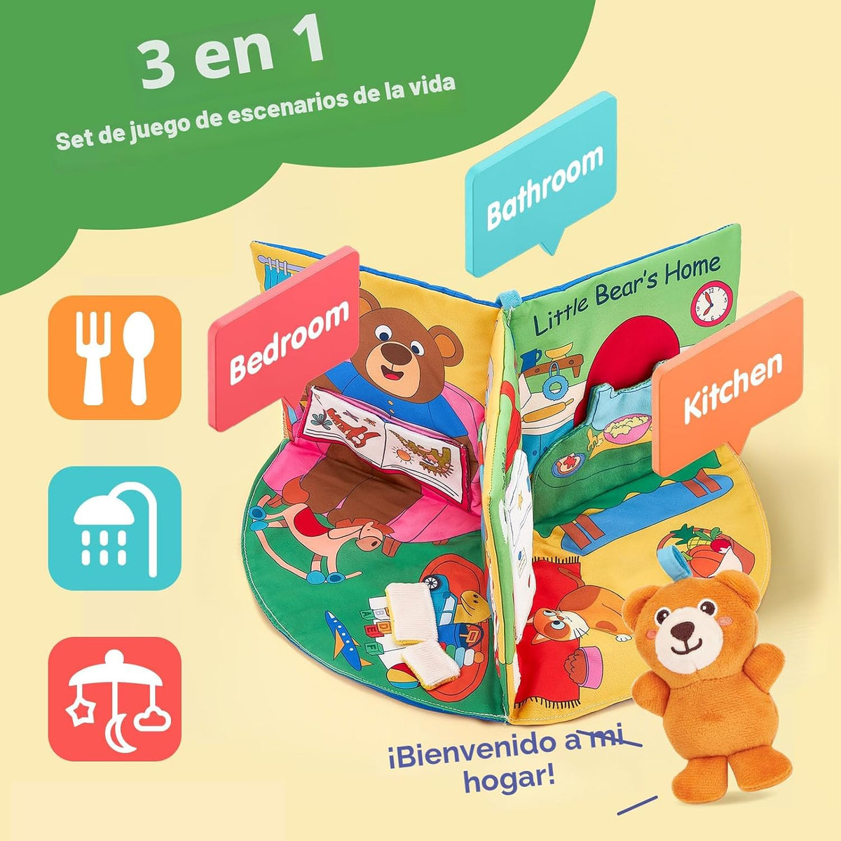 hahaland Libro 3D para 0-12 meses Libro interactivo de actividades...