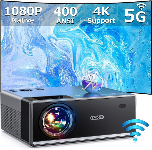 【400 ANSI de alto brillo】Proyector Bluetooth WiFi FUDONI, nativo 10...