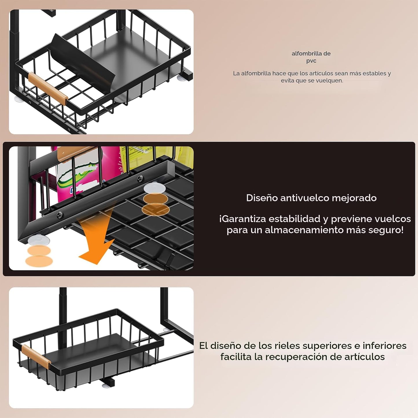 ADBIU Organizador para debajo del fregadero, paquete de 2 unidades...