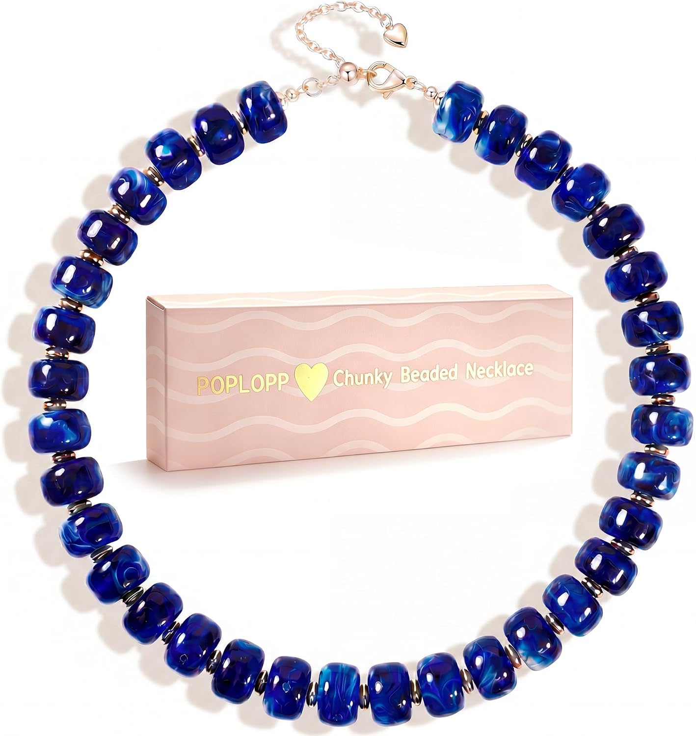 POPLOPP Collares de cuentas gruesas para mujer, gargantilla de cuen...