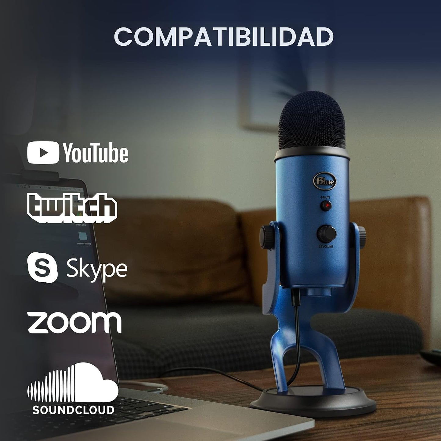 Logitech Creators Blue Yeti - Micrófono USB para juegos, transmisió...