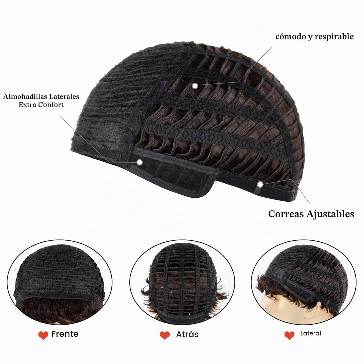 BCHR Pelucas marrones para hombre, peluca corta para hombre, resist...