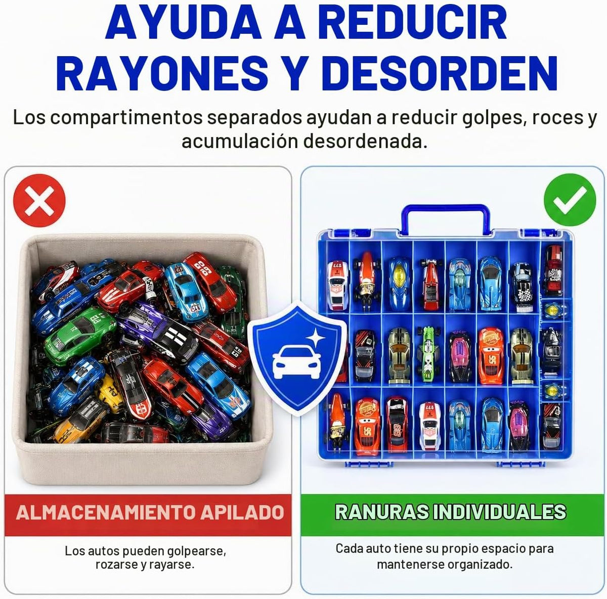 Estuche organizador de almacenamiento de autos de juguete compatibl...