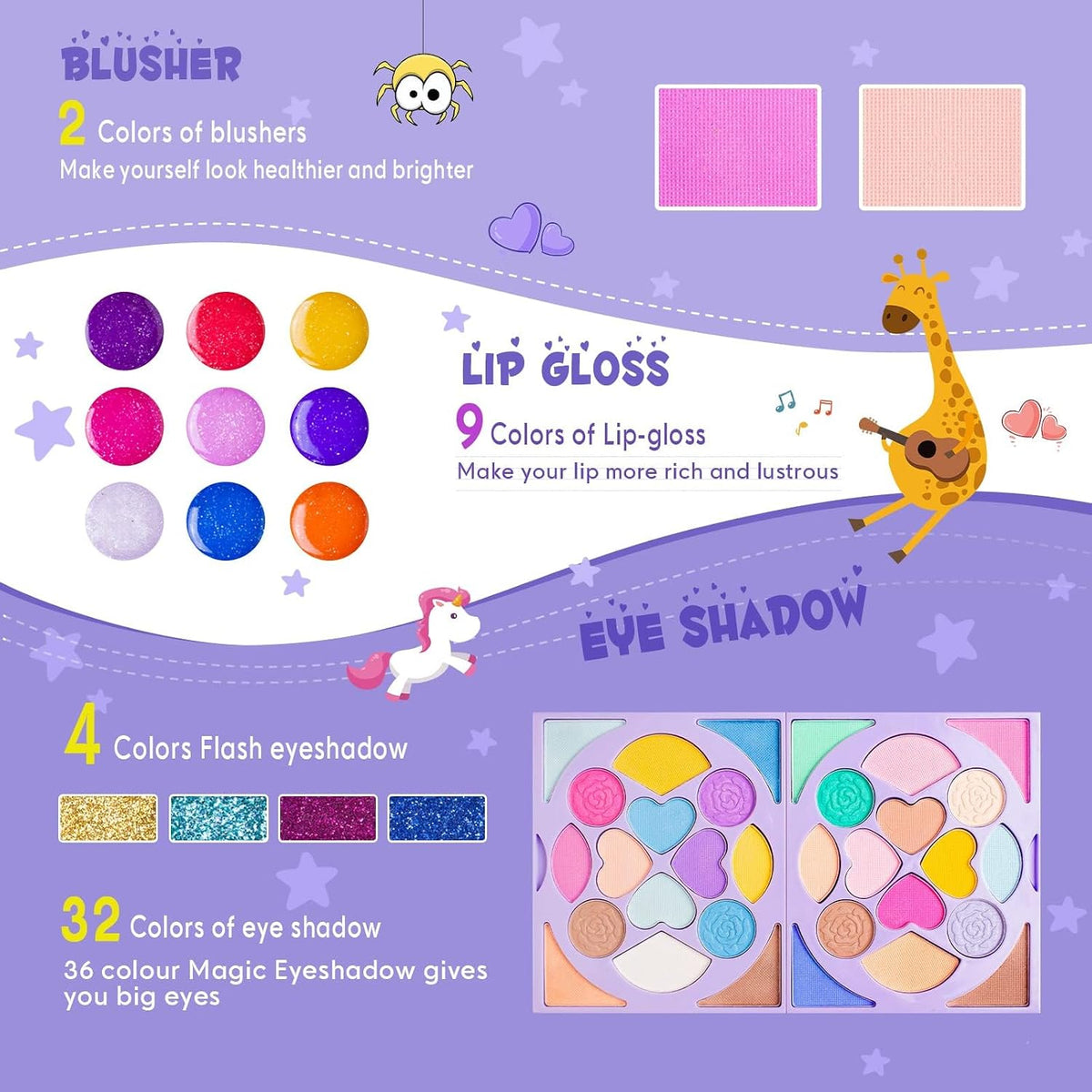 Tomons Kit de maquillaje para niños, juego de cosméticos lavables p...