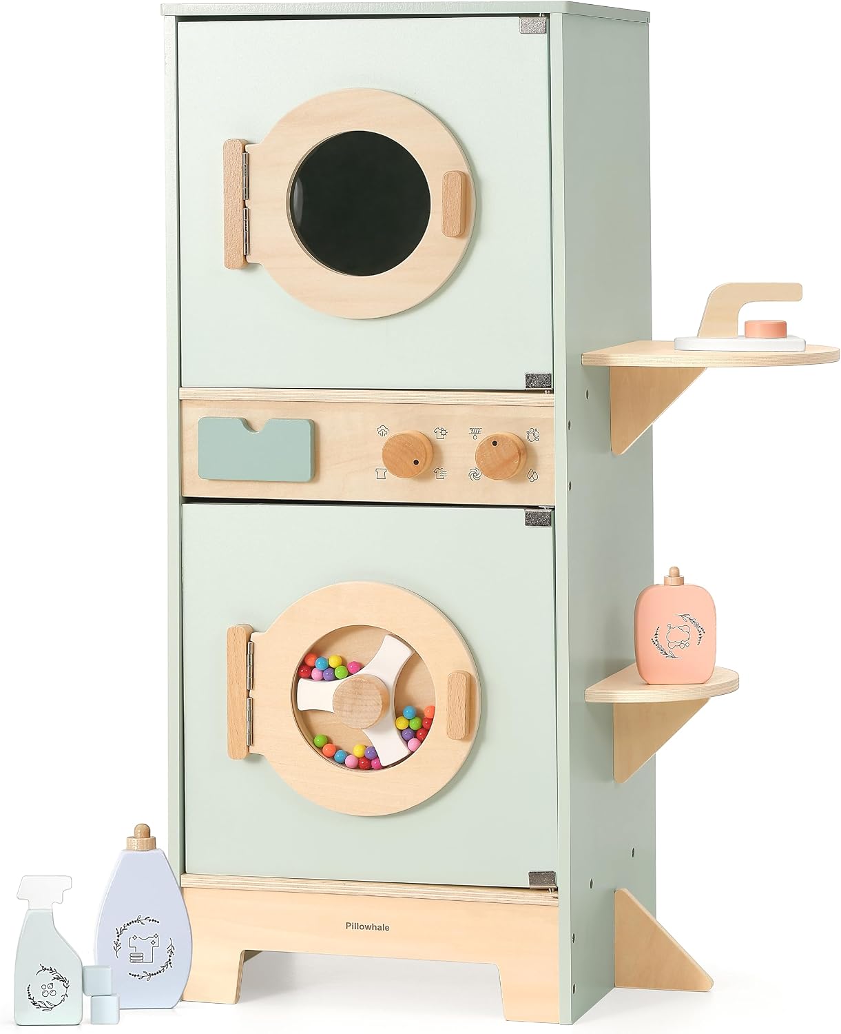 Pillowhale Juego de lavadora-secadora de madera para niños \u2013 j...