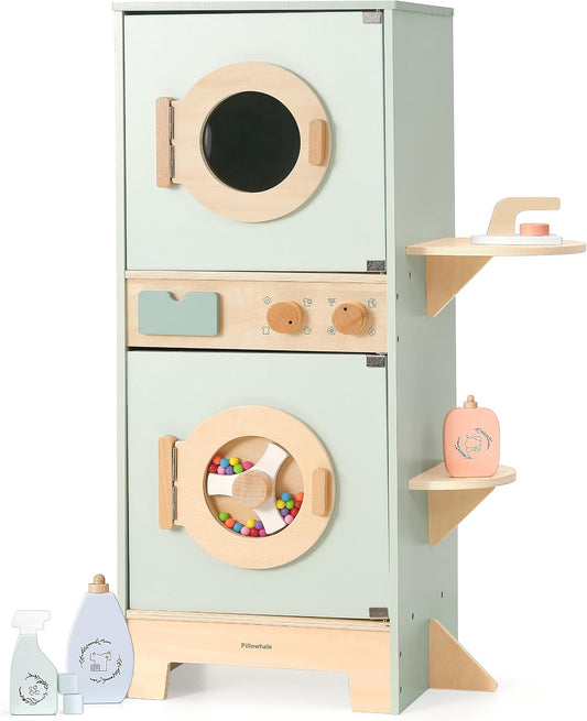 Pillowhale Juego de lavadora-secadora de madera para niños \u2013 j...