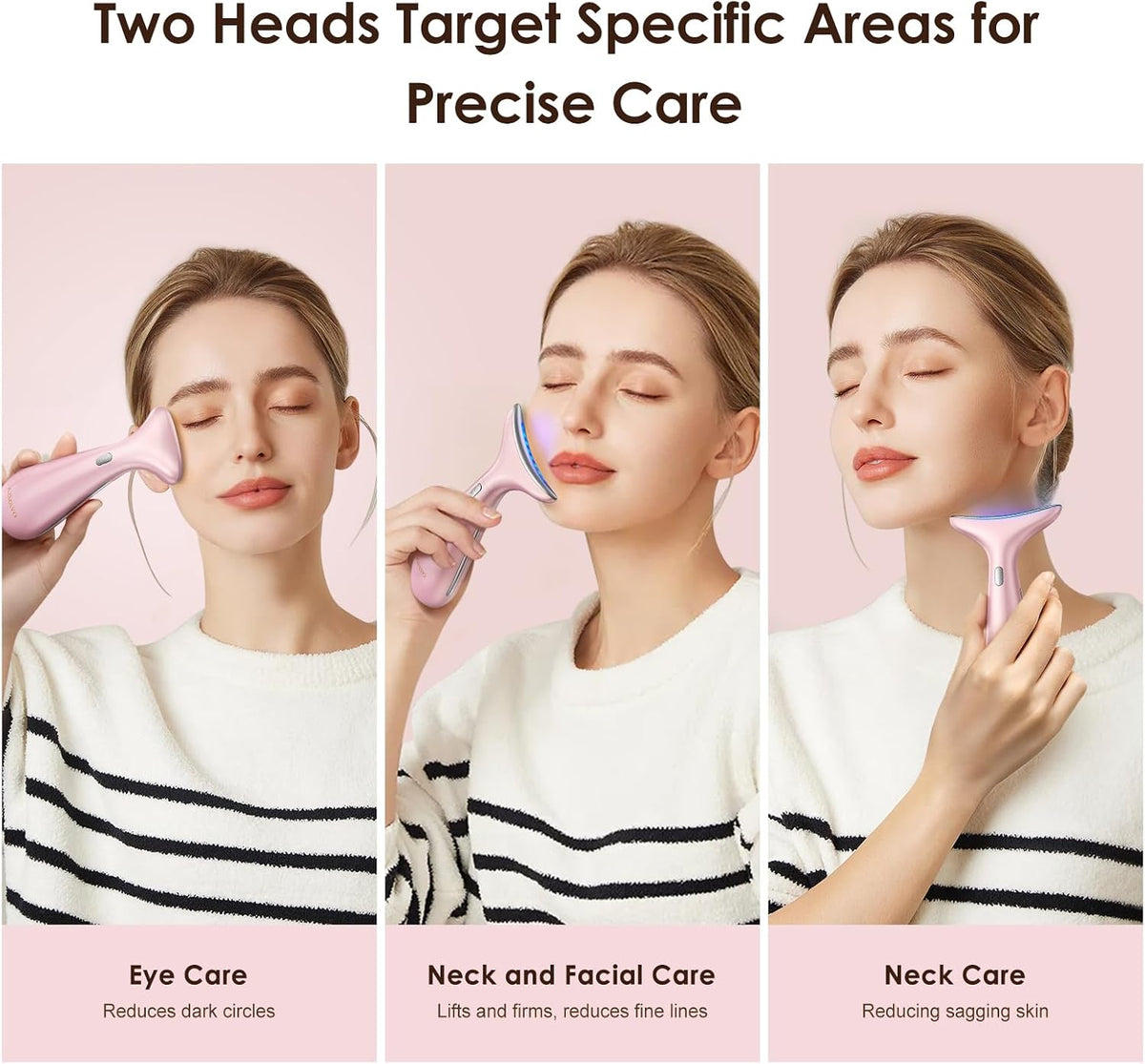 RNAIX Masajeador facial y de ojos, cabezales de masaje duales, temp...