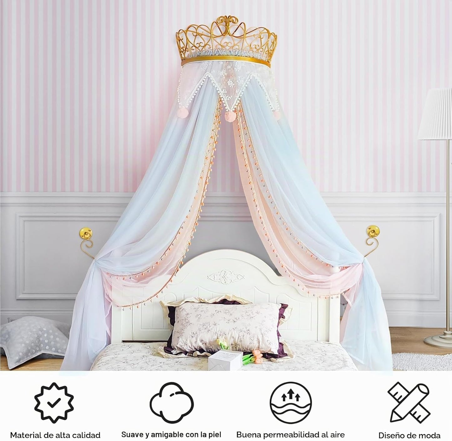 LIANGQIANJIN Dosel de cama para niñas, un dosel de cama de princesa...