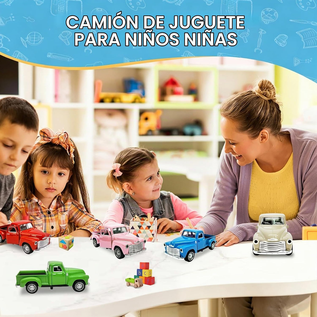 AGSIXZLAN Little Blue Truck Toy 1:32 Pull Back Cars Toy para niños...