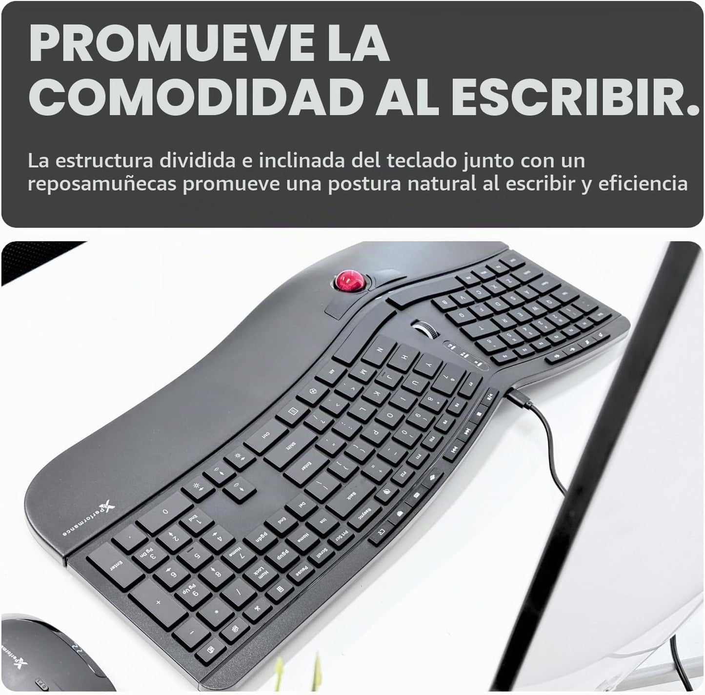 X9 Performance Teclado Inalámbrico Ergonómico con Trackball - Recar...