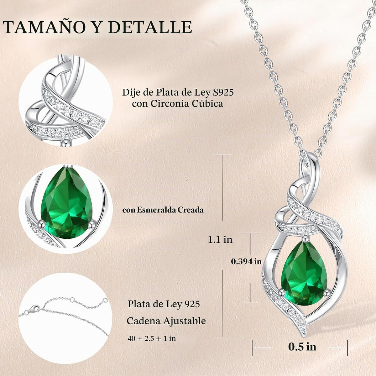 FANCIME Collar con piedra natal para mujer con colgante de lágrima...