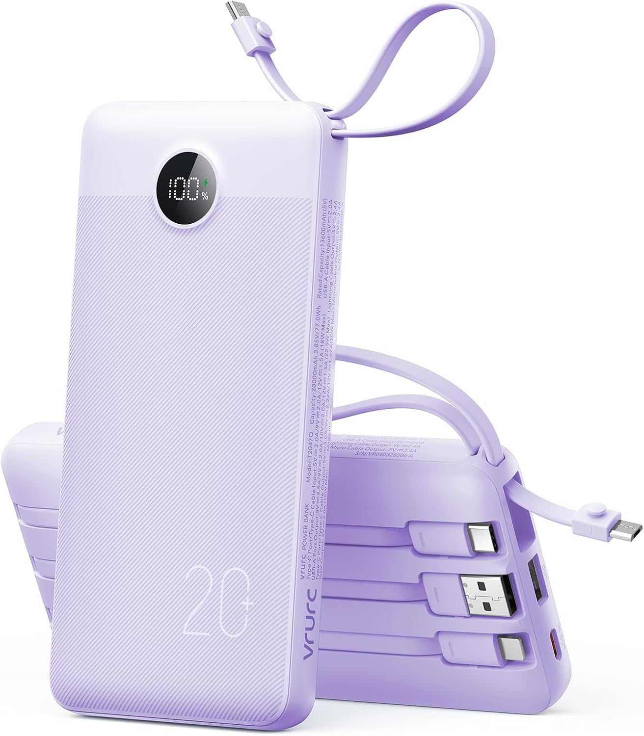 VRURC Cargador portátil delgado de 20000 mAh, 22.5 W PD de carga rá...
