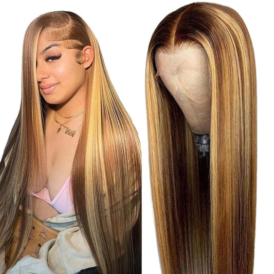 Cypha Peluca de encaje frontal degradado de 28 pulgadas, cabello hu...