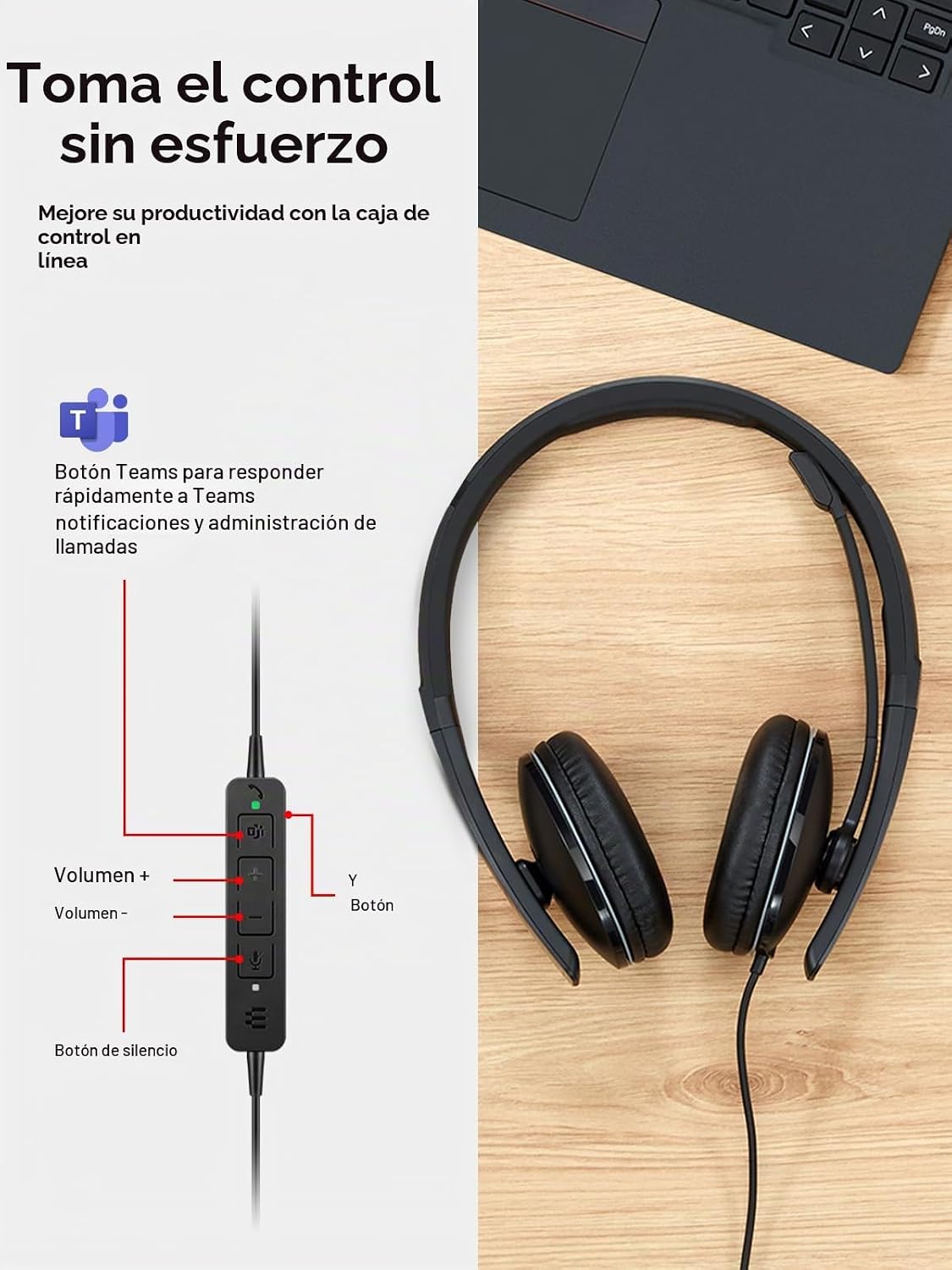 Lenovo Auriculares con Cable ANC de Generación 2 (Teams) con Cancel...