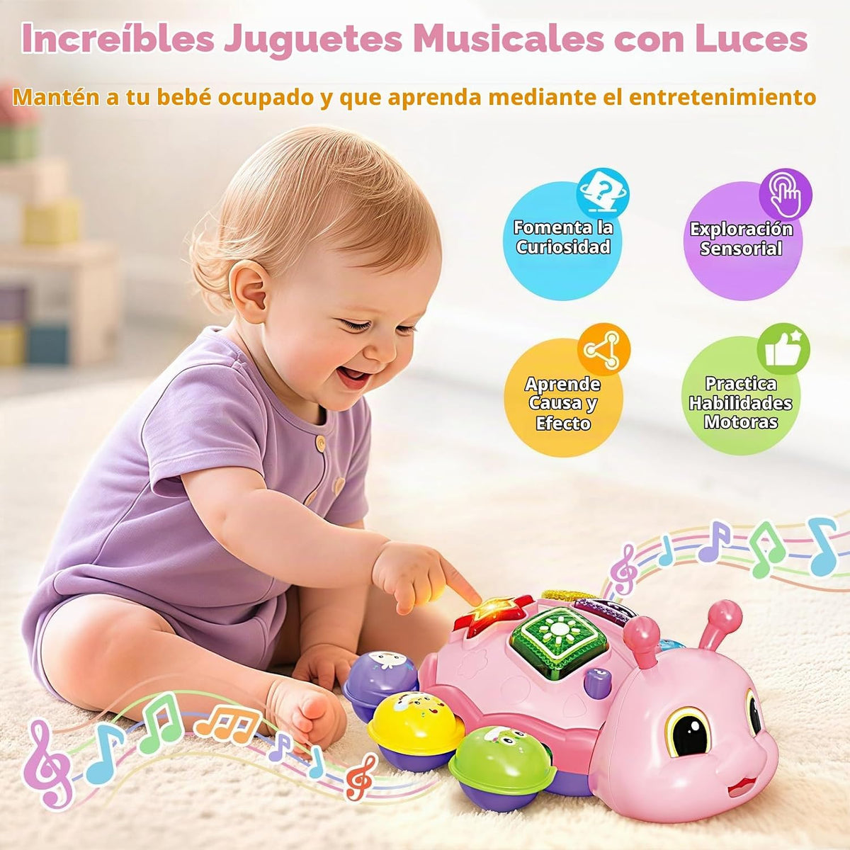 Juguetes para gatear bebés de 6 a 12 meses, juguetes musicales para...